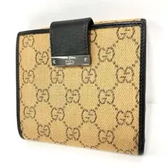 美品 ヴィンテージ グッチ GG柄 がま口 2つ折り 財布 インター