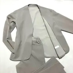 417EDIFICE ノーカラージャケット セットアップ L ライトグレー