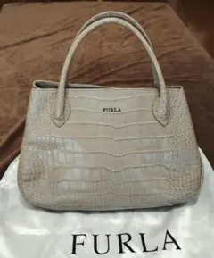 FURLA ベージュ クロコダイル風 トートバッグ