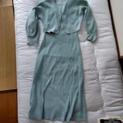 配色リブワンピースセット