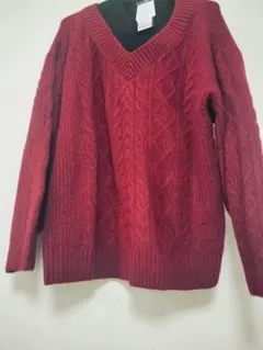 新品タグ付 長袖セーター 赤 3Lサイズ レッド 黒