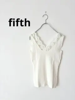 fifth レースニットトップス Vネック タンクトップ リブニット 上品のサムネイル