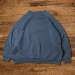 90s後半〜　フルーツオブザルーム　無地 ラグランスウェット　くすみブルー　XL
