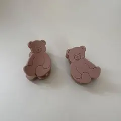 クマ型ヘアピン 2個セット ブラウン ジェラートピケ