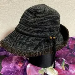 オシャレハット　Black×グレー　帽子　秋冬