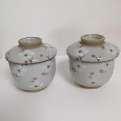 ［未使用］有田焼魯山（ろざん）蓋付き茶わん蒸し器桜柄２客セット和食器のサムネイル