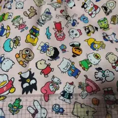 約40~50cm　ブロード？　レア　生地　はぎれ　キティ　パティ　ジミー　ピンク