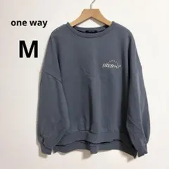 one way ワンウェイ 刺繍ロゴ トレーナー Y2K ブルー M