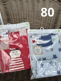 即購入可＊ユニクロ　長袖パジャマ80 新品未使用 2点セット　赤＆星