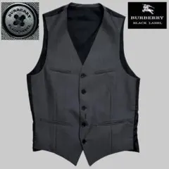 バーバリーブラックレーベル メンズ ベスト ジレ スーツ用 フォーマル グレーM