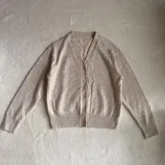 無印良品　ベージュ Vネック カーディガン L