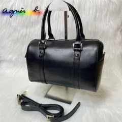 【美品✨】アニエスベー ミニボストンバッグ ショルダーバッグ 2way レザー