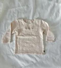 コットン100長袖Tシャツ 90cm 花刺繍