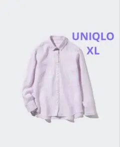 UNIQLO ユニクロ　プレミアムリネンストライプシャツ　XLパープル