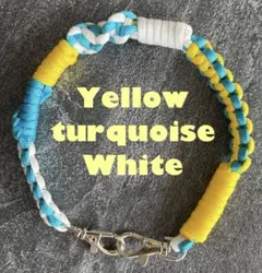 イエロー ターコイズ ホワイト パラコード スマホストラップ キーホルダー