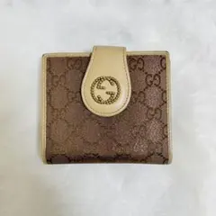 GUCCI 二つ折り財布 ブラウン GGパターン　ラメ