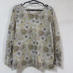 大きいサイズ✨MARELLA ブラウス ボタニカル ウエストマーク 46 シルク 