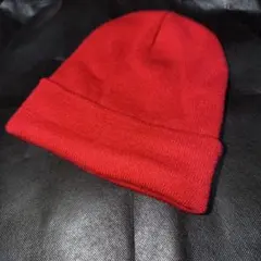 ニット帽　レッド
