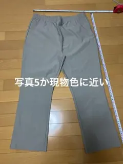 5L 濃いグレージュ　ウエストゴムセンタープリーツスラックス