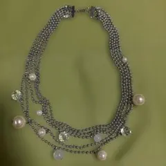 多層パールとガラスビーズネックレス