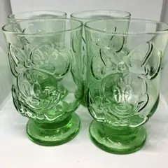ミニーマウス ディズニーキャラクターレリーフグラス 4個セット 【未使用】