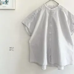 MUJIオーガニックコットンフレンチスリーブブラウス1a2s