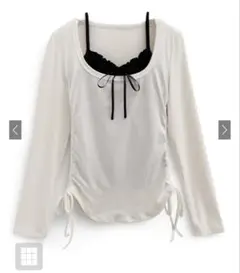 GRLフリルリボンキャミソール×ドロストトップスアンサンブル[ac2472]