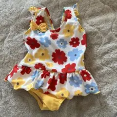 ベビー水着　80 女の子　黄色　花柄