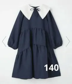 1度着用green label relaxingワンピースネイビー140ツケエリ