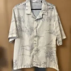 ZARA 半袖シャツ パームツリー柄 オフホワイト Lのサムネイル