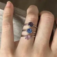 モアサナイト ダイヤモンド ピンク ブルー パープル リング 約0.5ct 単品