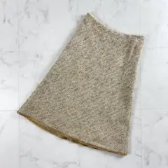 美品 ANAYI ツイード モヘア スカート ベージュ系サイズ36*WC1029