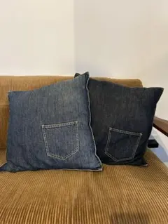 ※値下げ※【無印良品】ポケット付きデニムクッション（2個セット）