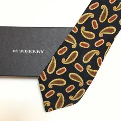 未使用級 バーバリー BURBERRY ネクタイ シルク 総柄 ペイズリー柄