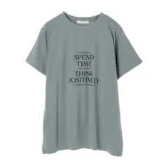 グリーンパークス　多段キレイめロゴTシャツ　くすみブルーのサムネイル