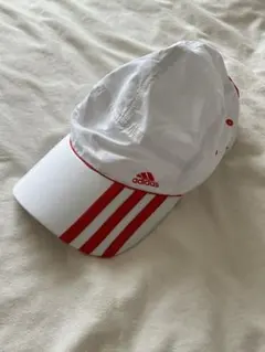 adidas ランニングキャップ ホワイト/レッド レディース
