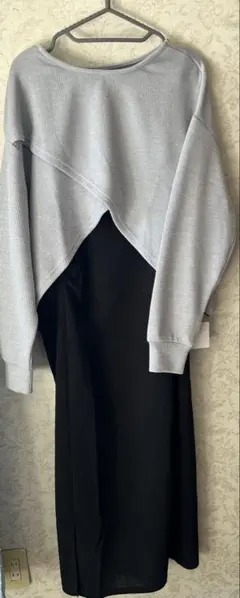 レディース 大きいサイズ グレー ブラック ロングスカート LL