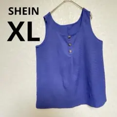 古着✨SHEIN シーイン ノースリーブ フレア ブラウス パープル 紫 XL
