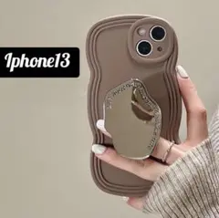 【特価☆早い者勝ち❗️iPhone 13 ケース ウェーブ ミラー グリップ付】