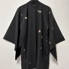 ✿黒絵羽 ✿着物コート ✿小花 ✿薄手 ✿自分流