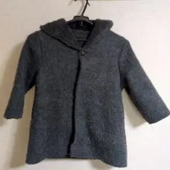 Markey's BIG FIELD グレー フリース風フード付きコート　100