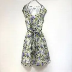美品 ストロベリーフィールズ ワンピース 上品 花柄 半袖 ベルト Aラインのサムネイル