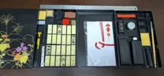 お値引き　三段文箱　印鑑セット スタンプ台付き