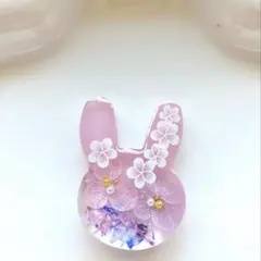 再販△】レジン ヘアゴム ブローチ 花モチーフと猫ちゃん オレンジ◡̈