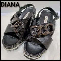 【極美品】DIANA ダイアナ サンダル 型押し チェーン ウエッジヒール S