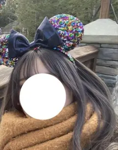 ディズニー カチューシャ スパンコール　ミニー　リボン