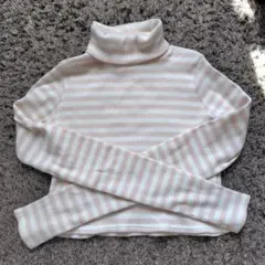 NICECLAUPストライプ タートルネック ニット