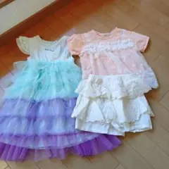 フリルドレスとレーストップスセット 100cm
