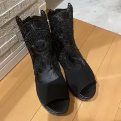 総レースウエッジサンダル