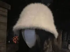 ホワイト ファーバケットハット